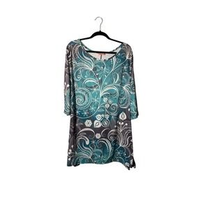 Simply Aster‎ By Firmiana Women's 3X Print Polyester Blend Stretch Tunic Top NWT